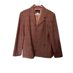 Requirements Womens Houndstooth Wool Blend BlazerJacket Size 14